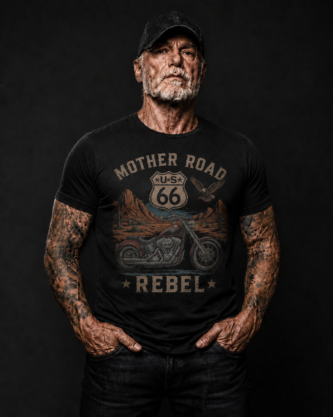 Mother Road Route 66 Rebel Motorcycle T-Shirt