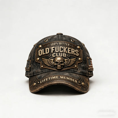 🏆Flash Sale 60% OFF  - ❤️Old Fuckers Club-Handmade Vintage Baseball Cap🎁-BUY 3 FREE SHIPPING