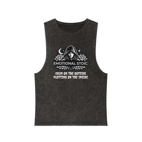 Emotional Stoic Stonewash Tank — "Calm on the Outside, Plotting on the Inside"