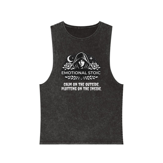 Emotional Stoic Stonewash Tank — "Calm on the Outside, Plotting on the Inside"