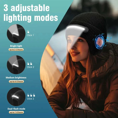 Bluetooth Beanie with LED Light – USB-C Rechargeable Smart Music Hat