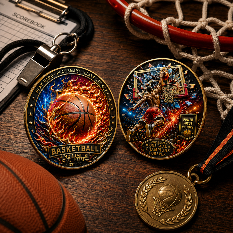🏀 Basketball Legacy Collector Coin – Fireball & Slam Dunk Edition🏀 image 3