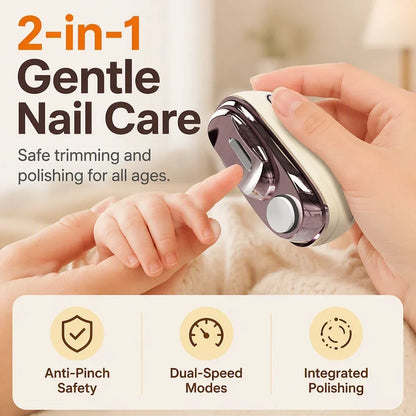 A🔥Last Day 50% OFF -✂️ 2-in-1 Smart Electric Nail Clipper & Polisher – Anti-Pinch Safety & LED Light 💅