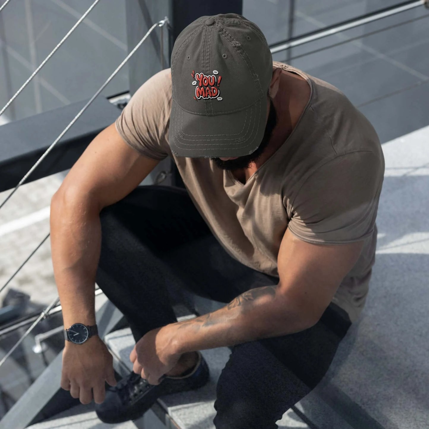 DUO MODERN "You Mad" Distressed Cap