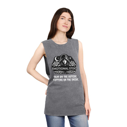 Emotional Stoic Stonewash Tank — "Calm on the Outside, Plotting on the Inside"