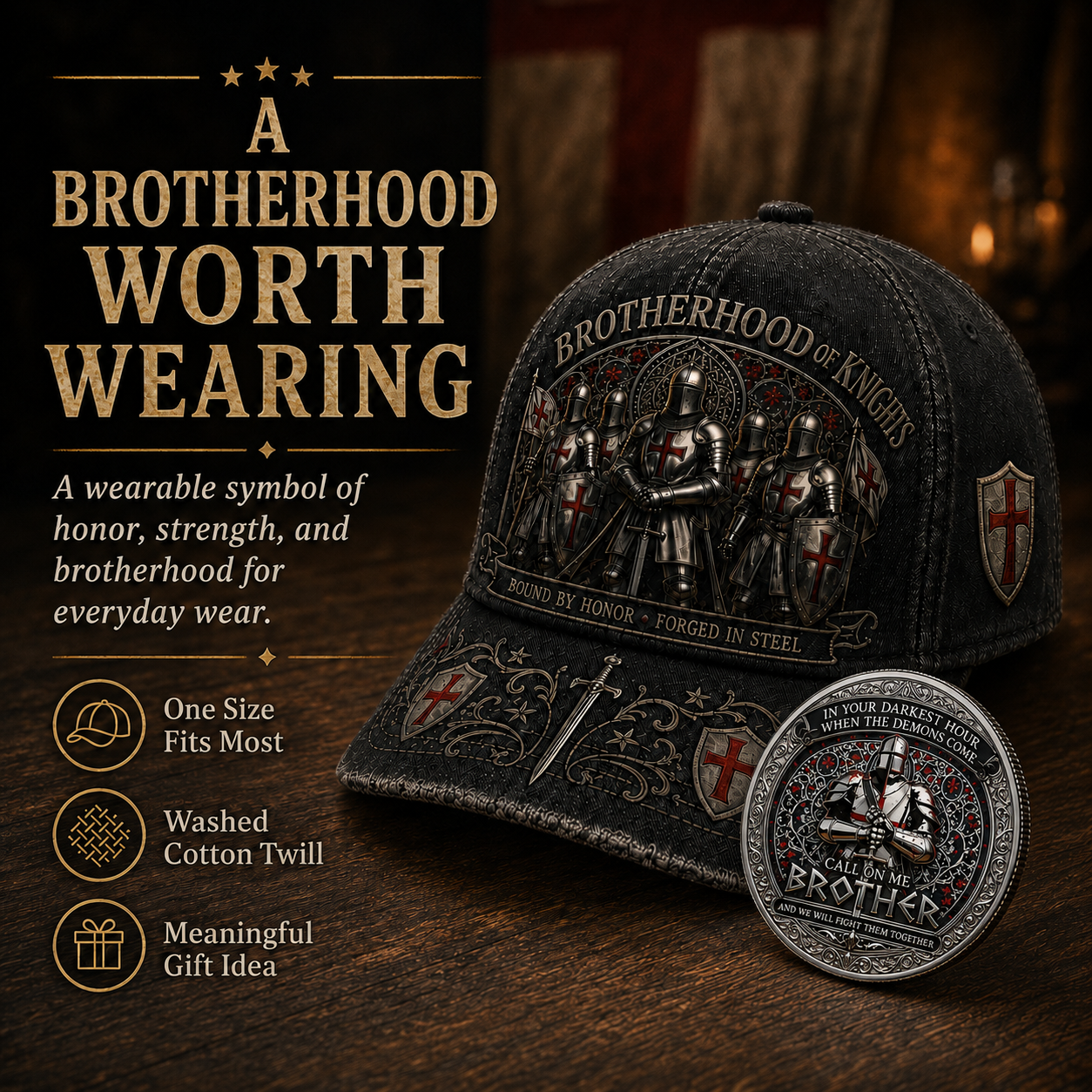 ⚔️ Brotherhood Of Knights Honor Cap 🎁 Free Honor Coin With Every Cap