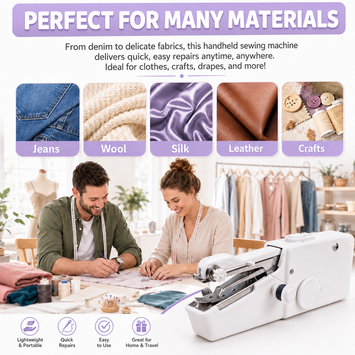 Handy Palm-Size Sewing Machine Kit 🧵✨ (DIY Friendly)🧸