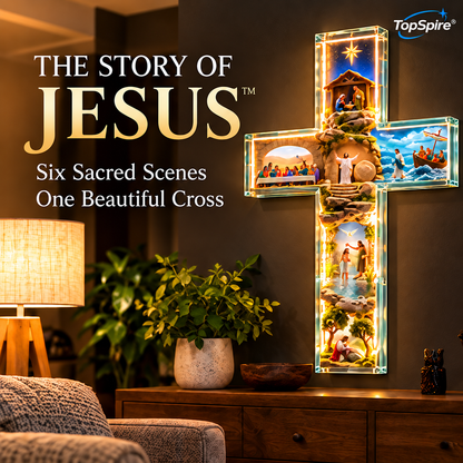 ✨ Last Day – 49% OFF!✝️TopSpire® The Story of Jesus in 6 Scenes Cross Lamp