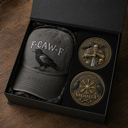 🎁 FREE Valhalla Viking Coin | The Raven’s Oath – F-CAW-F Vintage Embroidered Cap🔥