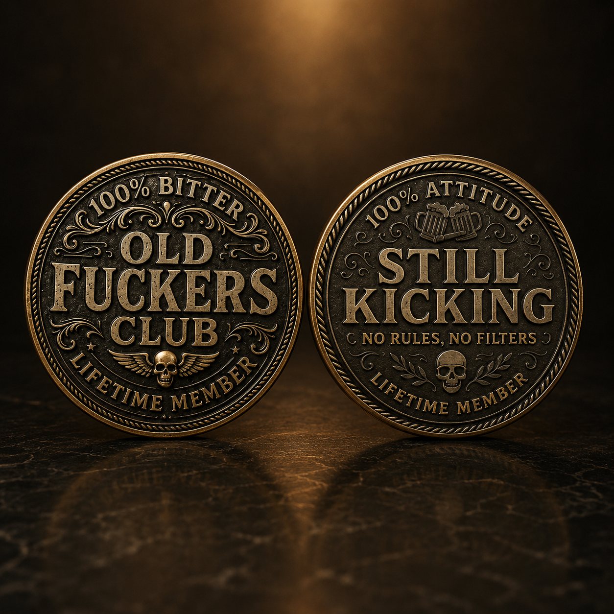 Old F*ckers Club Lifetime Member Double-Sided Collector Coin
