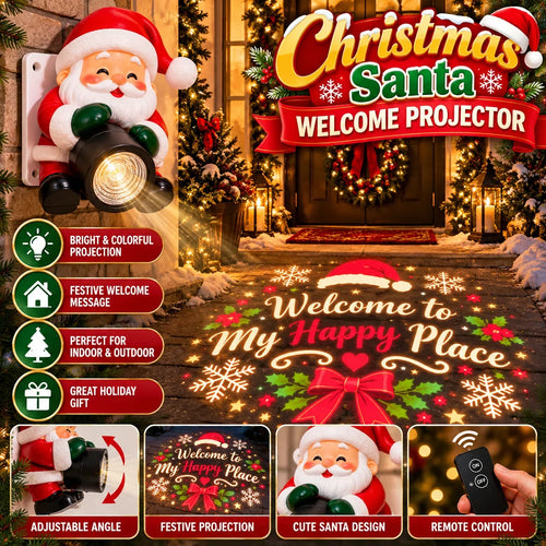 🎅TopSpire® Santa Welcome Projector – Christmas Greeting Light with Remote & Adjustable Angle
