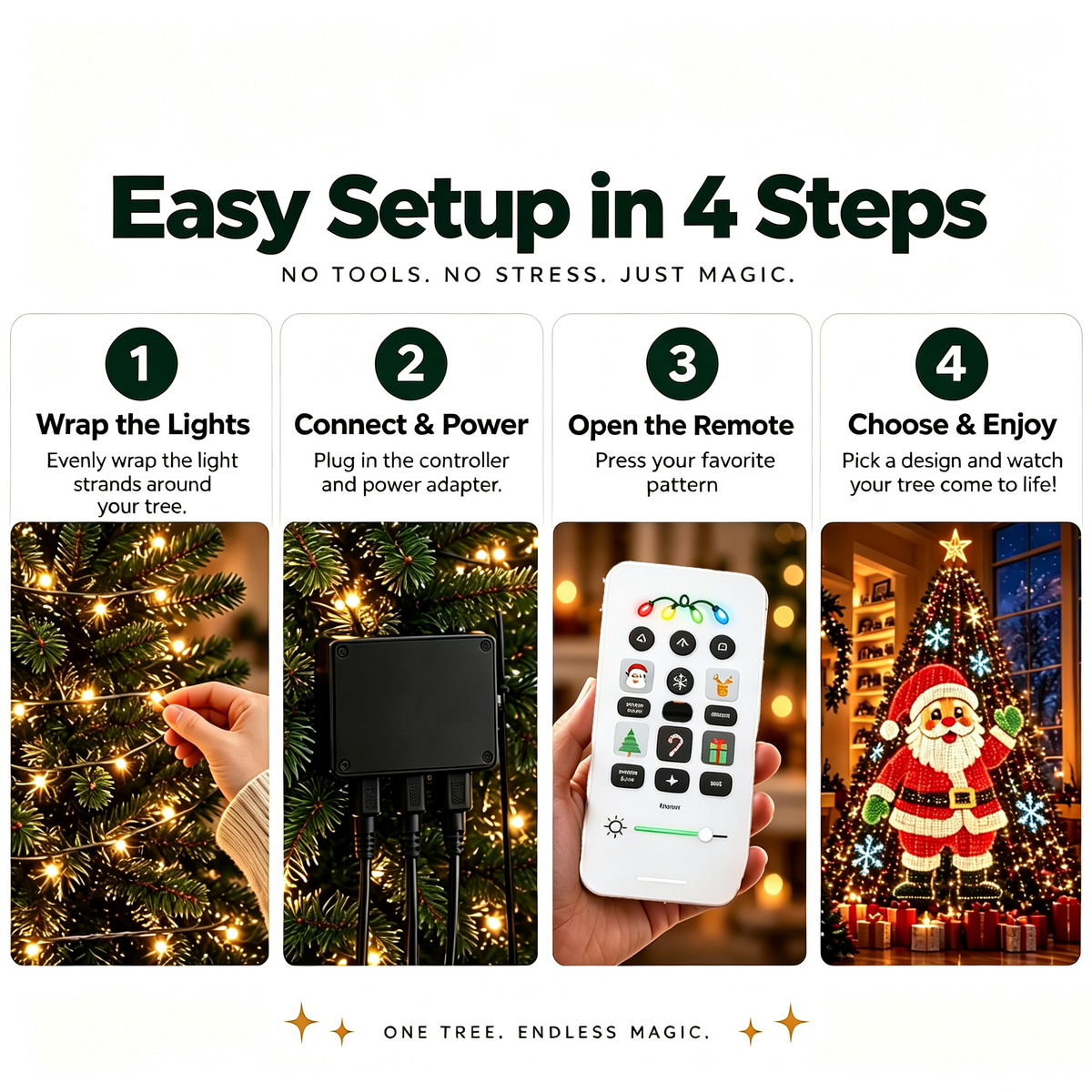 💥TopSpire® Upgrade Your Tree With Animated Christmas Magic!🎅✨Lighted Tree Pro - Smart DIY App-Controlled LED Christmas Tree Lights with Custom Holiday Patterns