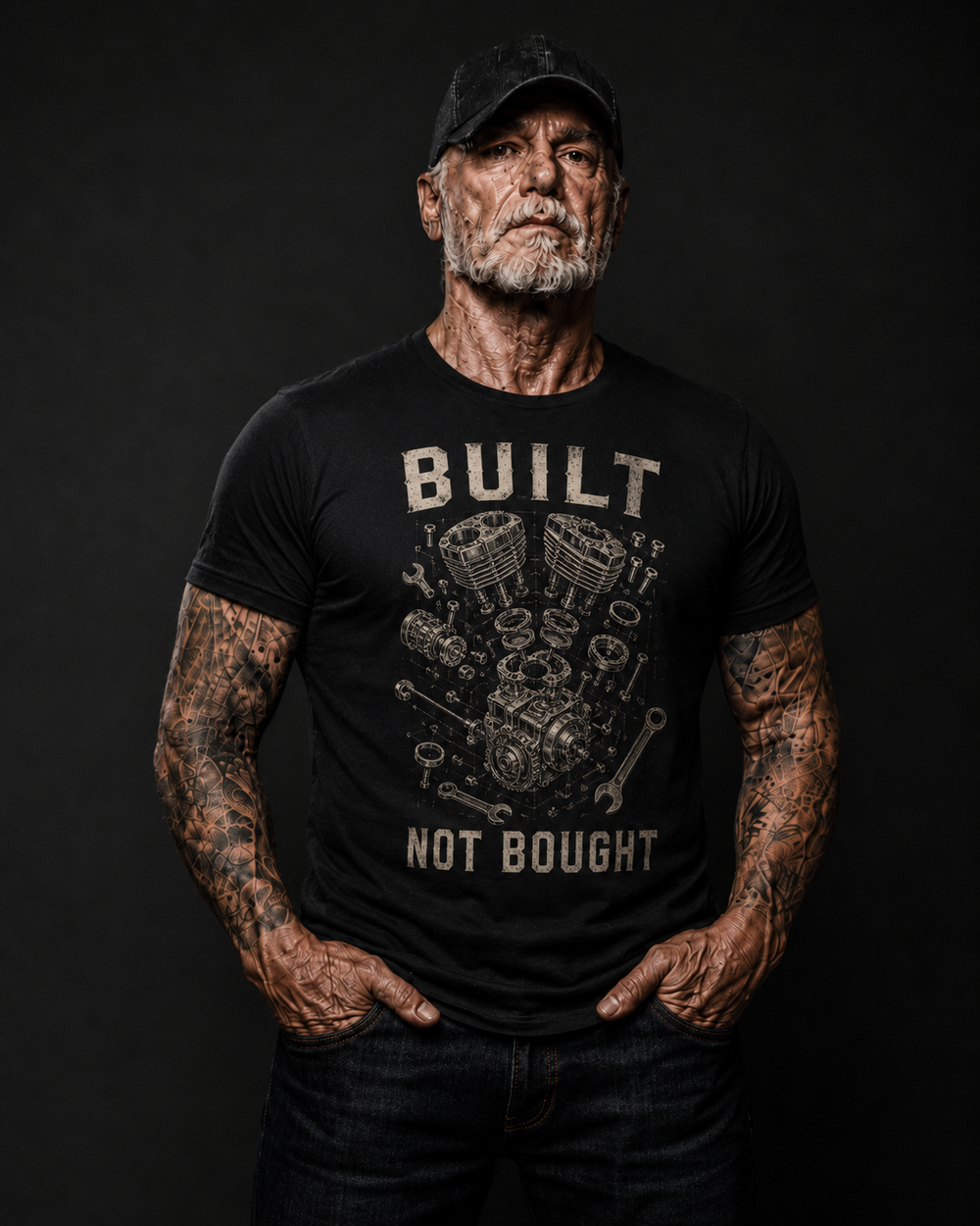 Built Not Bought Motorcycle Engine Mechanic T-Shirt