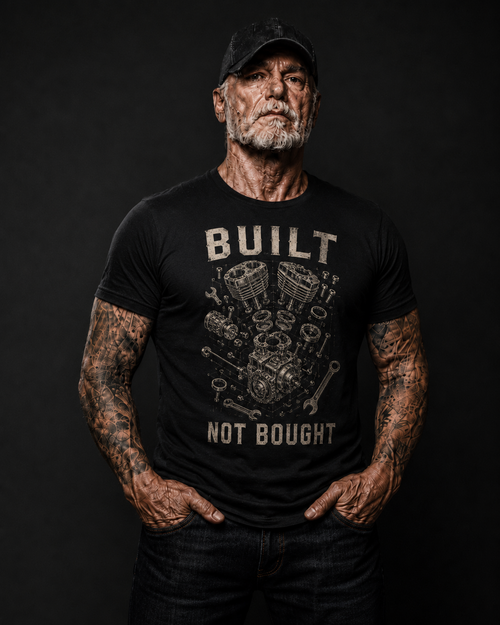 Built Not Bought Motorcycle Engine Mechanic T-Shirt