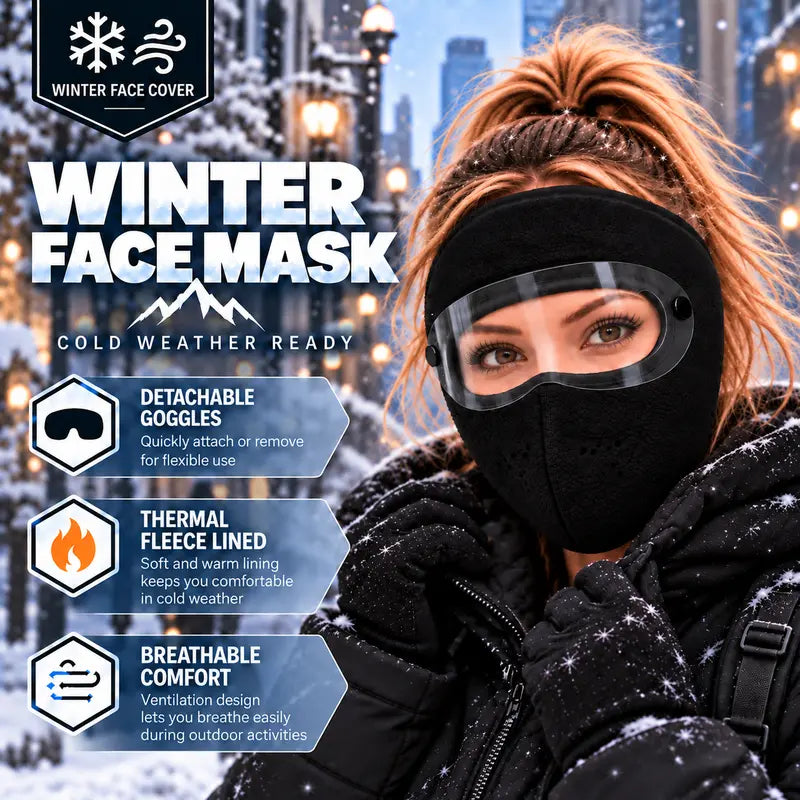 TopSpire®Winter Face Mask with Detachable Goggles, Windproof Thermal Fleece Lined Full Face Cover ❄️