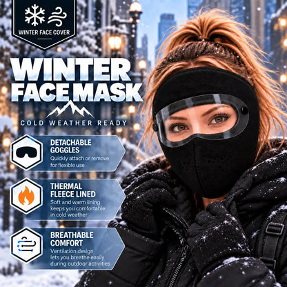 TopSpire®Winter Face Mask with Detachable Goggles, Windproof Thermal Fleece Lined Full Face Cover ❄️