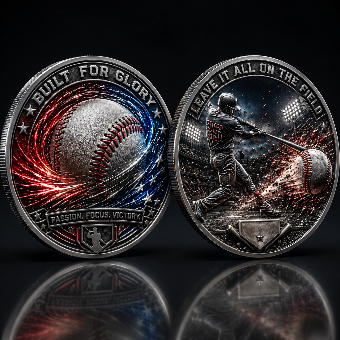 Baseball coin batting side detail