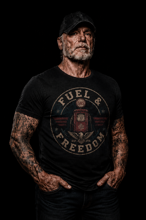 Fuel & Freedom Vintage Gas Pump American T-Shirt