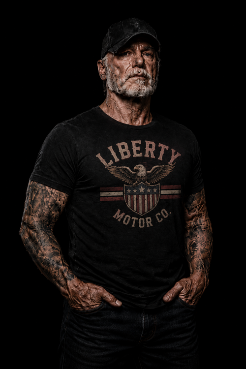 Liberty Motor Co. Eagle American Shield Biker T-Shirt