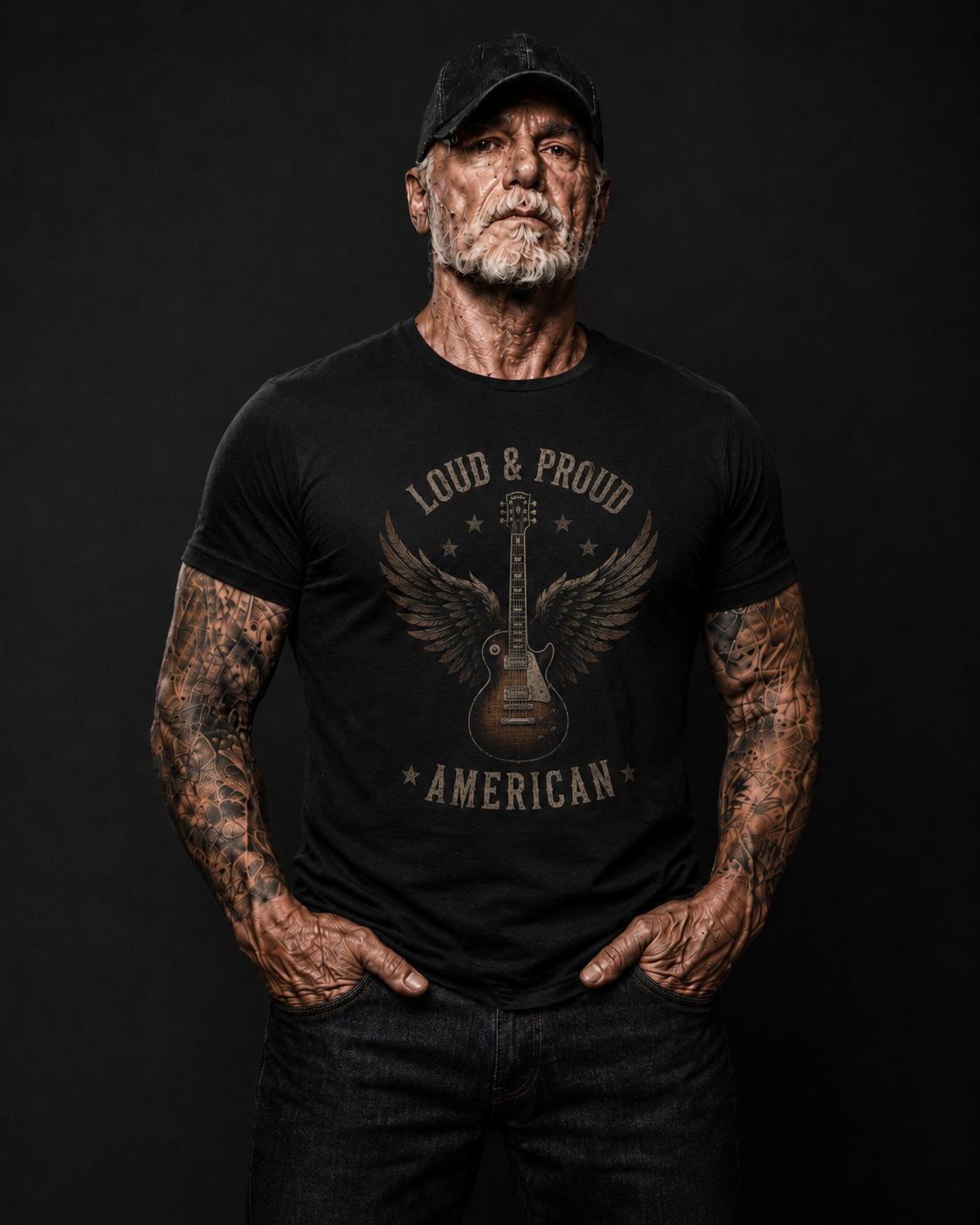 Loud & Proud American Winged Guitar Rock T-Shirt