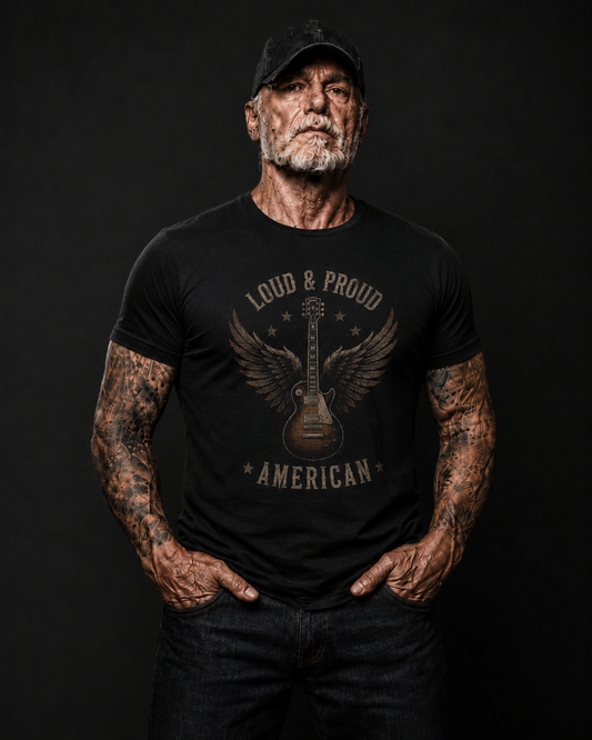 Loud & Proud American Winged Guitar Rock T-Shirt