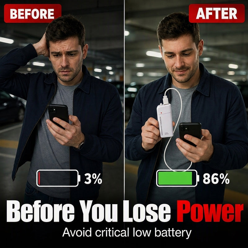 TopSpire® Portable Emergency Phone Charger AA Battery Powered Power Bank with LED Flashlight