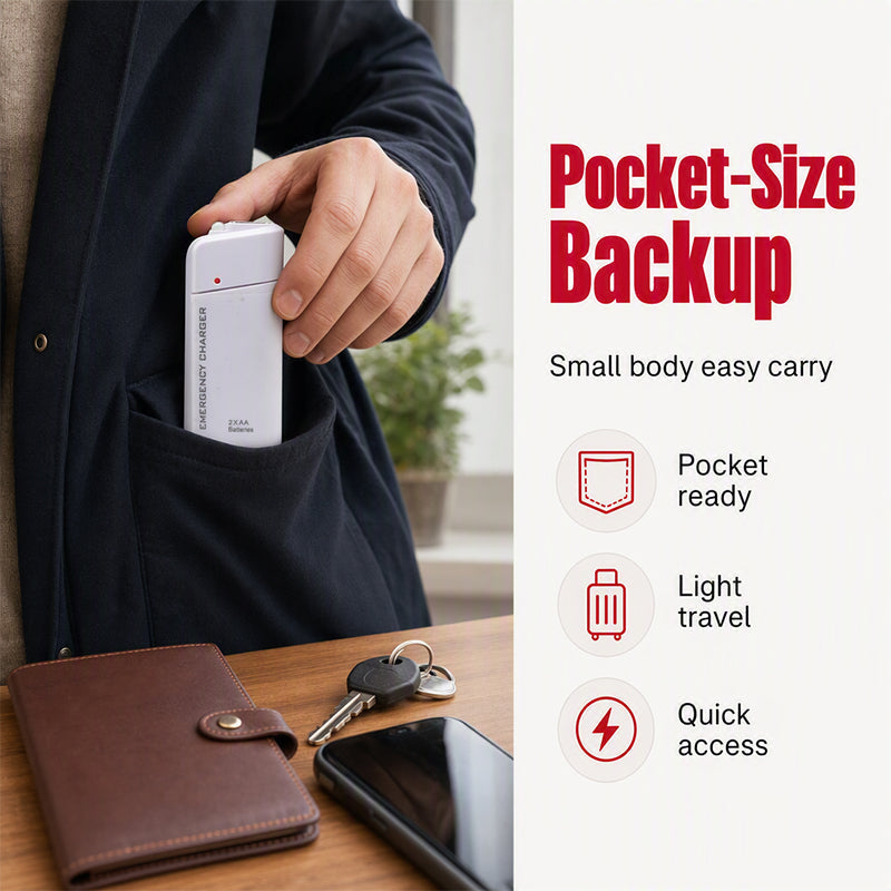 TopSpire® Portable Emergency Phone Charger AA Battery Powered Power Bank with LED Flashlight