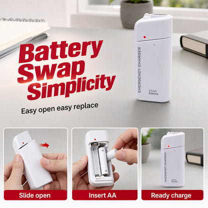 TopSpire® Portable Emergency Phone Charger AA Battery Powered Power Bank with LED Flashlight