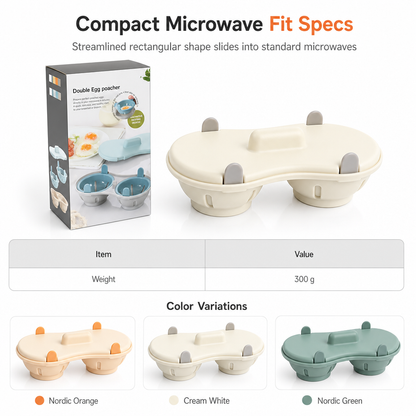 🍳⚡TopSpire®Dual-Compartment Microwave Egg Poacher | Cook Two Poached Eggs Quickly⏱️